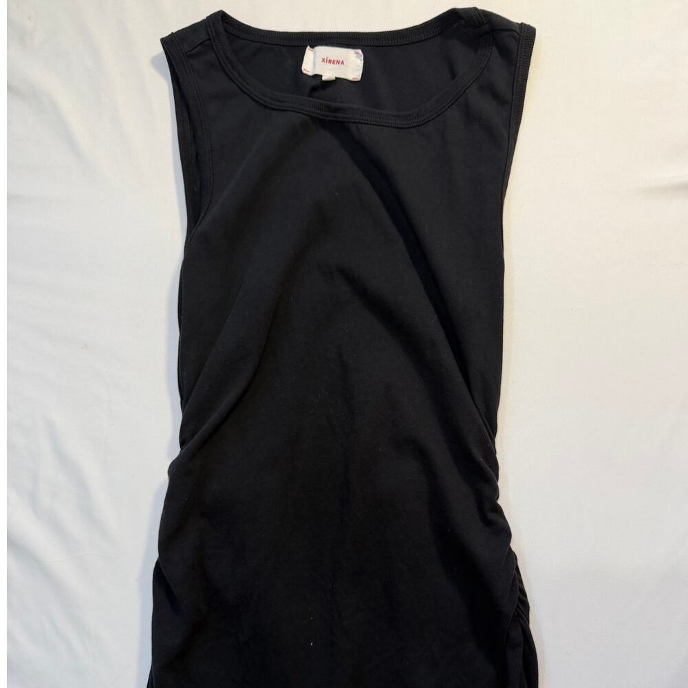 Xirena Black Maxi Dress Womens Large Ruched Side Slit Sleeveless Minimalist - Picture 4 of 9